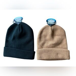 Beanie unisex set of 2 black and tan.